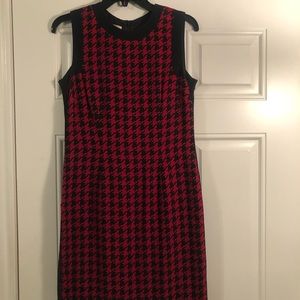 Red & black fully lined Houndstooth print dress